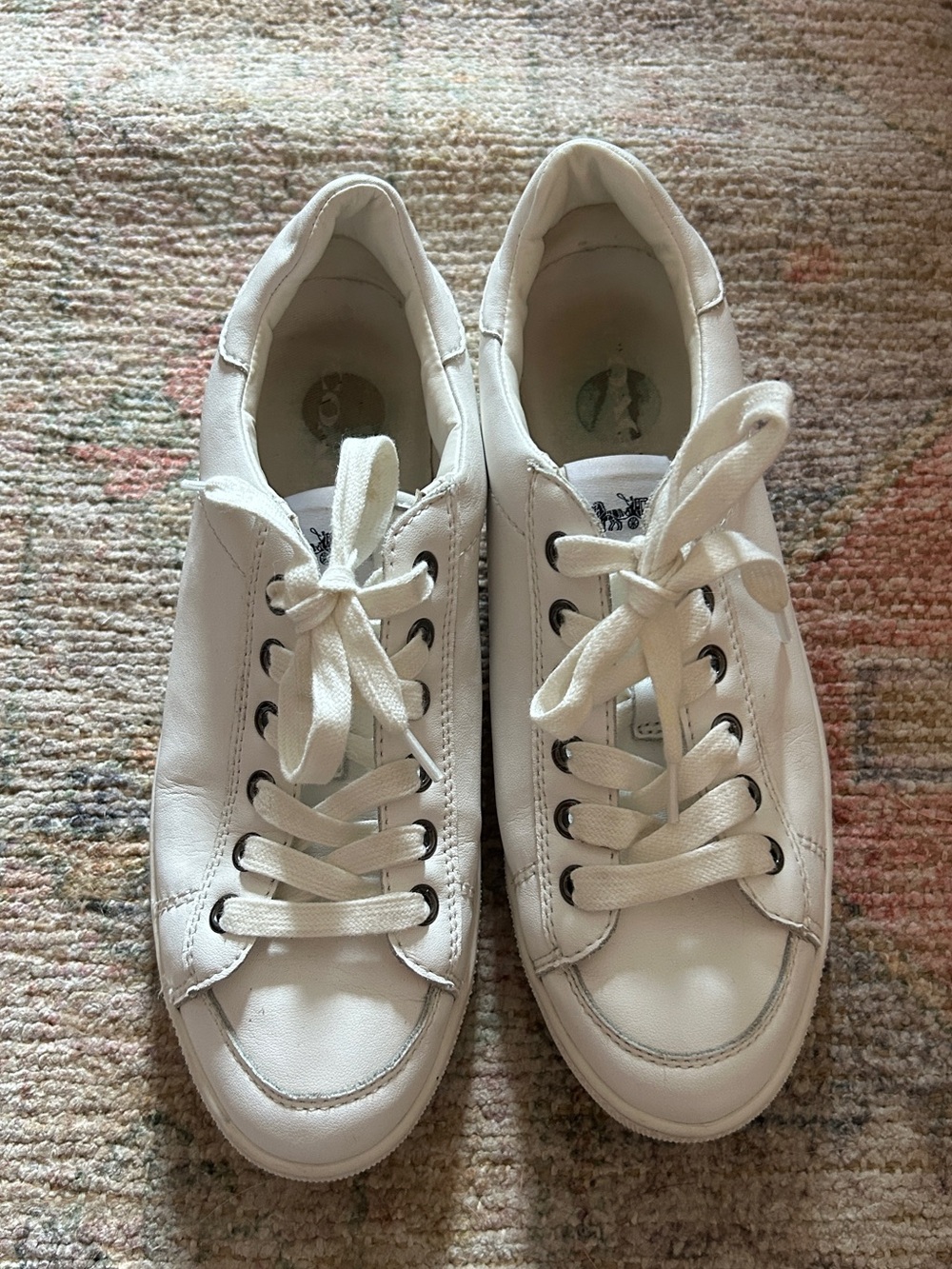 Coach White Leather Women's Lace-Up Sneakers
